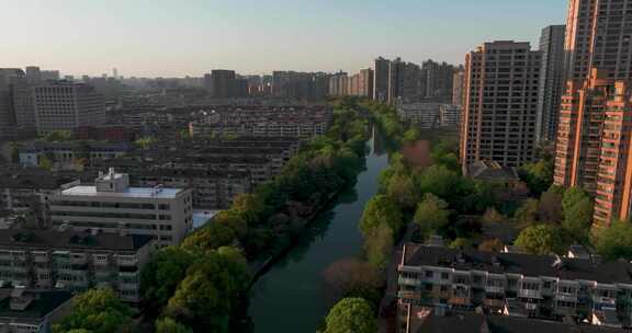 杭州拱墅区上塘河春天风光航拍合集