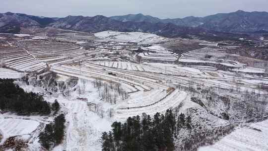 【航拍】雪后的北方农村  农村雪景