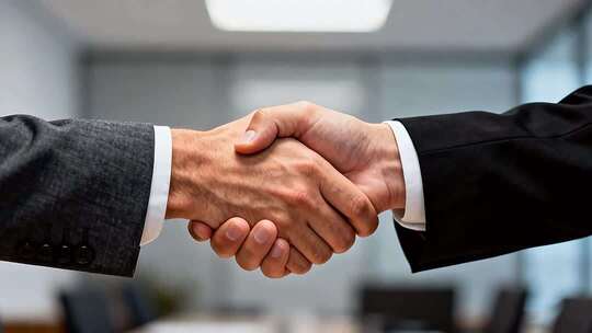 商务人士办公室握手合作