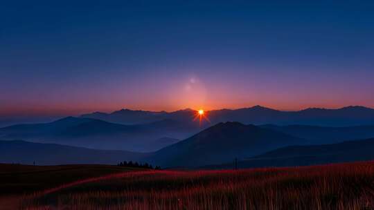 山峦森林日出远景