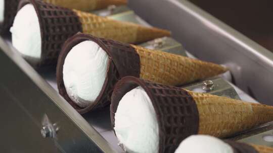 冰淇淋生产运输华夫饼与Plombir冰淇