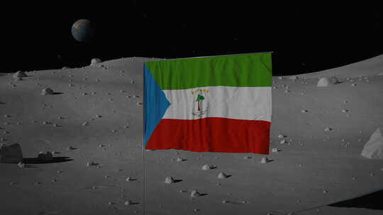 月球上的赤道几内亚国旗|超高清|60fp视频素材模板下载