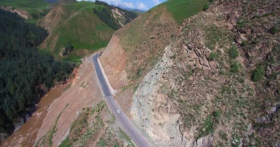 航拍险峻盘山公路