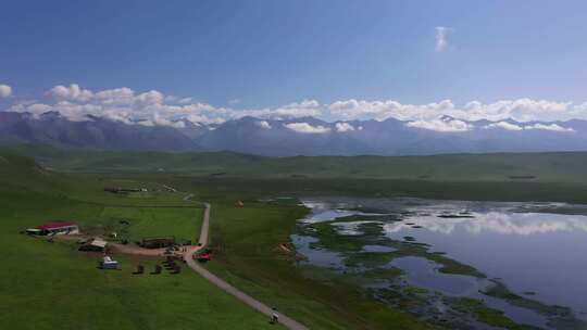 西北自驾游岗什卡雪峰湖泊湿地门源油菜花