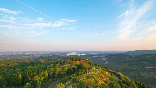 成都龙泉山森林公园丹景台三岔湖日落延时