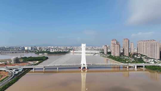 合集广东潮州韩江大桥地标建筑航拍