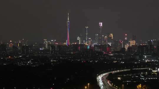 海珠区航拍广州夜景