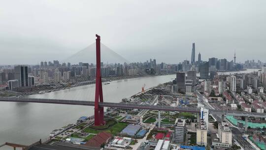 上海杨浦大桥空桥无车空城0118视频素材模板下载