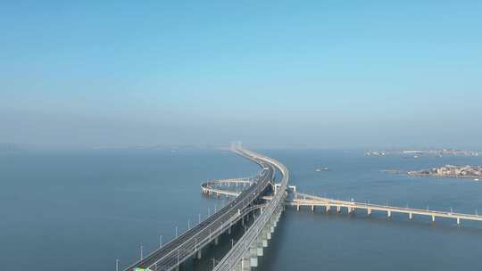 泉州湾跨海大桥航拍泉州湾大桥海景