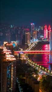 重庆_东水门长江大桥_夜景固定延时