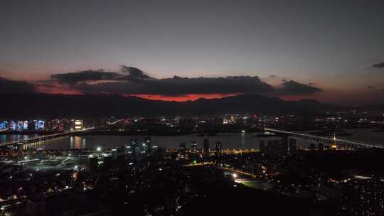 航拍福建福州仓山区高空云雾风光