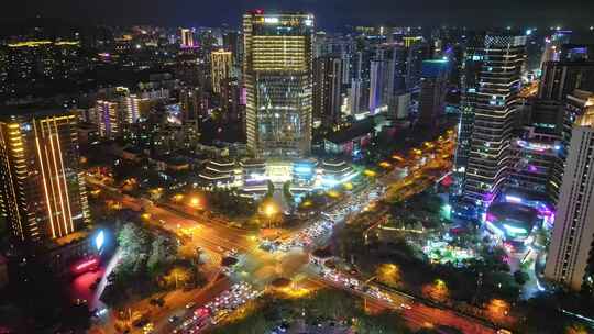 海南三亚CBD中央商务区城市夜景交通视频素材模板下载