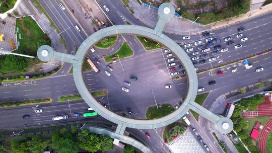 城市环形天桥航拍推近镜头视频素材模板下载