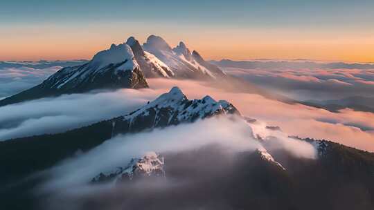 雪山云海日出黄昏