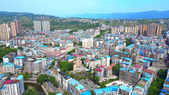 4K邻水县高空城市空镜头邻水县航拍