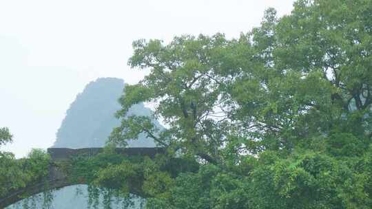 桂林山水烟雨意境阳朔兴坪喀斯特峰林