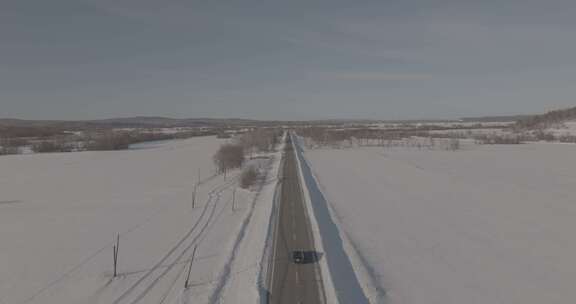 大兴安岭冬季冰雪道路