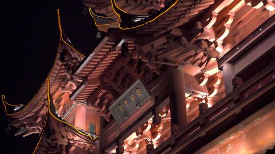 杭州吴山城隍阁景区建筑夜景4K视频素材视频素材模板下载