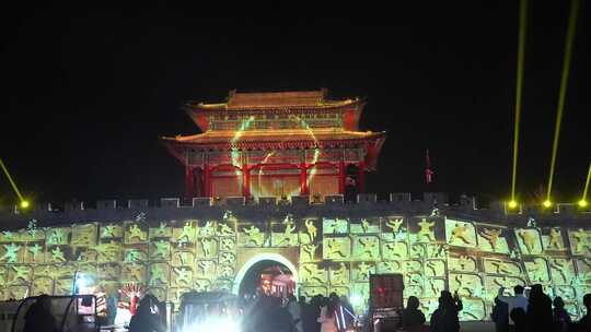 永年城 广府古城 夜景 灯光秀 古城街道