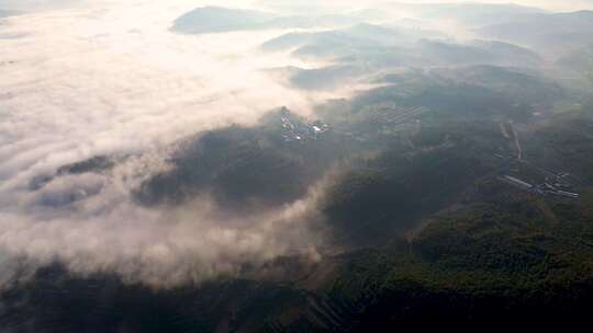 航拍清晨山川云海云雾风景