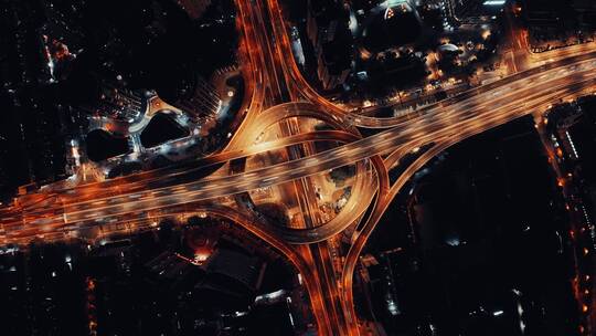 鲁班路高架夜景延时航拍