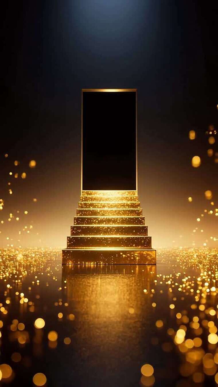 金色粒子舞台阶梯背景素材