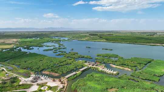 航拍内蒙古纳林湖湿地公园