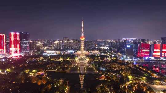 佛山电视塔岭南明珠夜景航拍延时