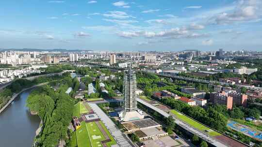 南京大报恩寺遗址公园和中华门城墙航拍风光