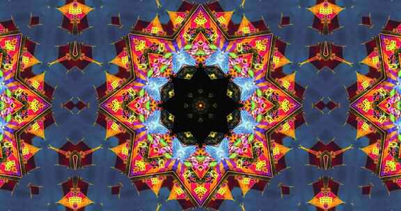 287 4K时尚彩色绚丽建筑投影万花筒背景