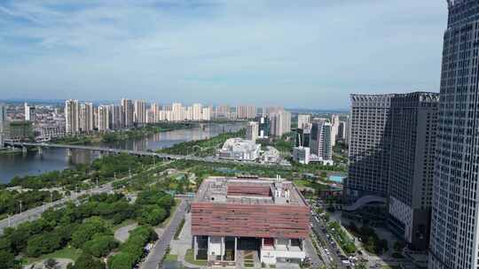 航拍江西鹰潭市文化艺术中心大剧院