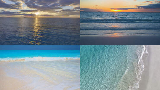 清澈的海水海浪金色沙滩大海日出日落