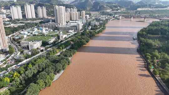 甘肃兰州雁滩黄河大桥航拍