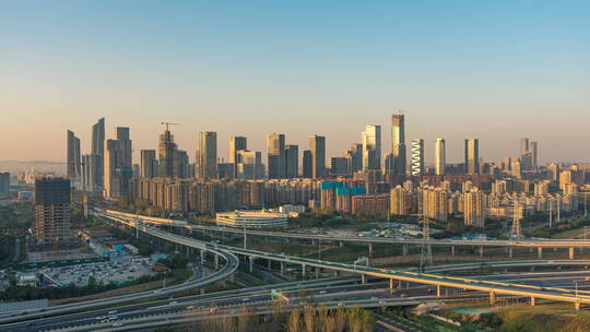 南京河西金融城日落视频素材模板下载