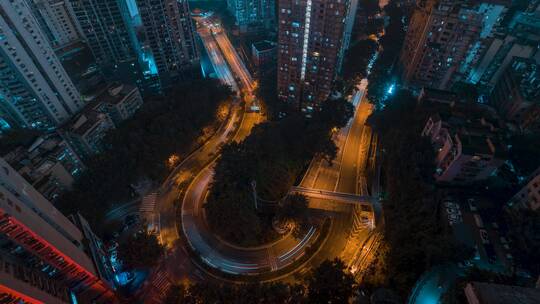 重庆_重庆北区路_一号桥_夜景延时