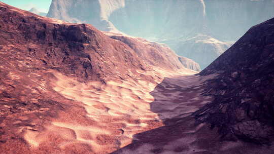 令人惊叹的沙漠景观与远处雄伟的山脉视频素材模板下载