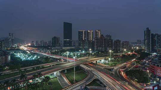 珠海市前山立交桥夜景车流