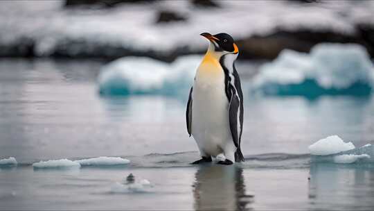 企鹅 南极视频素材模板下载