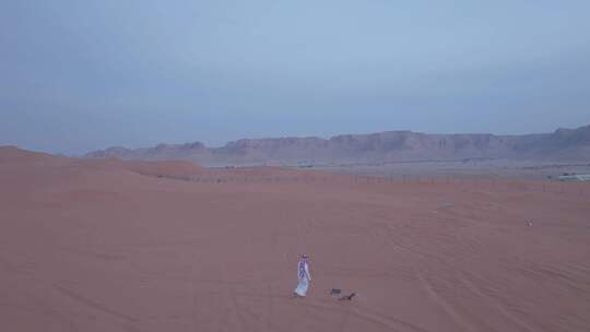 独自走在广阔沙漠中