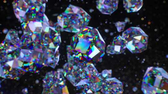 辐射钻石在星空中爆炸的3D动画
