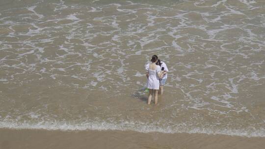 海边城市岛屿礁石海浪航拍