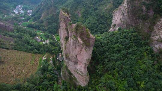 5A景区雁荡山大龙湫景观区桅杆峰航拍视频