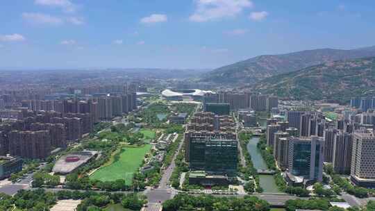 温州龙湾区航拍鸟瞰全景 温州龙湾城市建筑