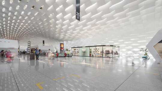 深圳宝安机场人流匆忙的延时