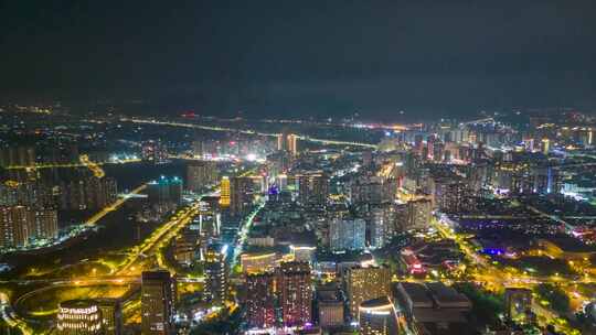 福建莆田城市大景夜景灯光航拍延时