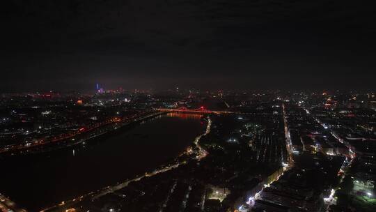 航拍东莞地标东江大桥夜景