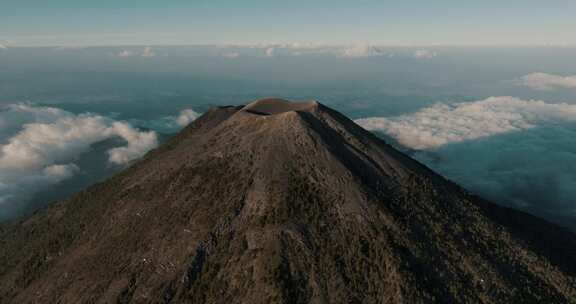 火山，危地马拉，峰，烟