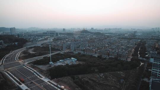 义乌城市幕色夜景风光延时短片