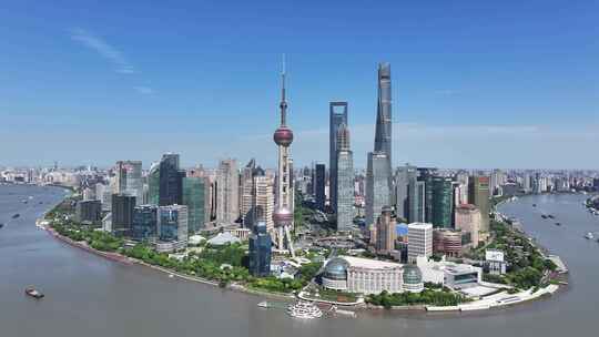 上海陆家嘴CBD大景黄浦江航拍