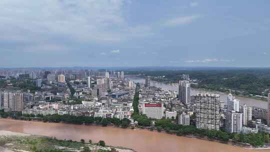 航拍四川乐山城市建设乐山大景